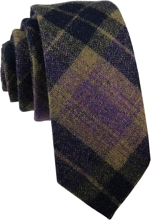 Wool Cashmere Neck Tie for Men Plaid Causal Formal Skinny Tweed Pattern Woolen Necktie Warm Style.