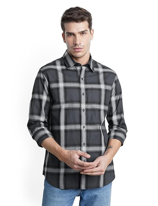 Symbol Premium Men's Stylish Checkered Shirt-Regular Fit | Full Sleeve | Pure Cotton | Smart Casual Wear (Available in Plus Size)