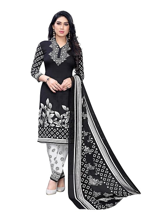 Yashika Women's Crepe Salwar Suit Set Dress Material (Prisha Black Dark Free Size)