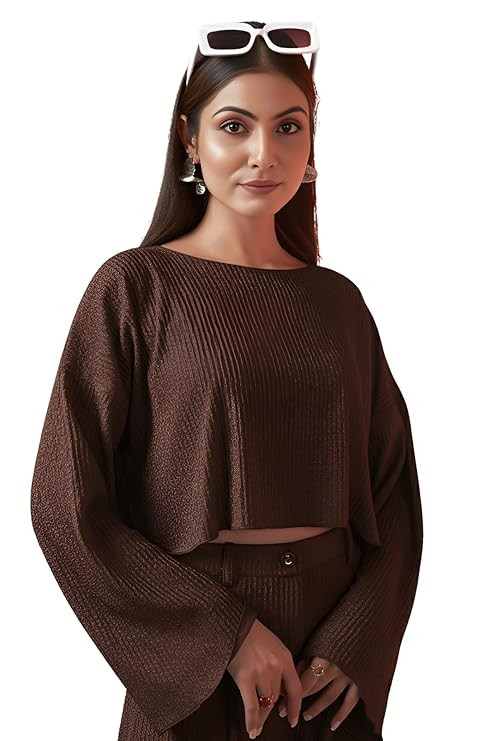 Co-Ord Set for Women stylish | Textured Lycra Blend Casual Western Set | Dress For Woman | Trendy Two Piece Outfit for Casual, Party & Travel Outfits | Summer Co-Ord Set