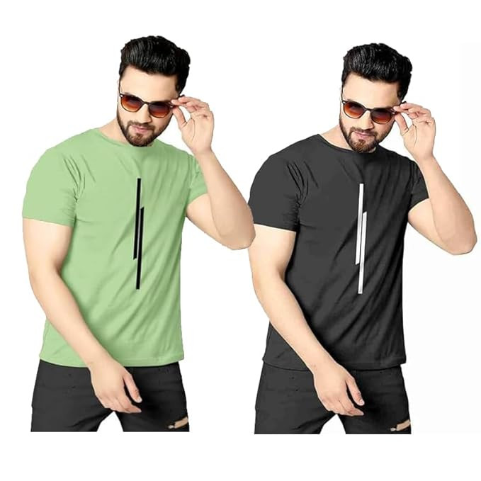 Classic Men Solid Polyester Round Neck Tshirt || 11 Lines Graphic, Regular Fit, Comfortable T-Shirt for Men (Pack of 2)Classic Men Solid Polyester Round Neck Tshirt || 11 Lines Graphic, Regular Fit, C