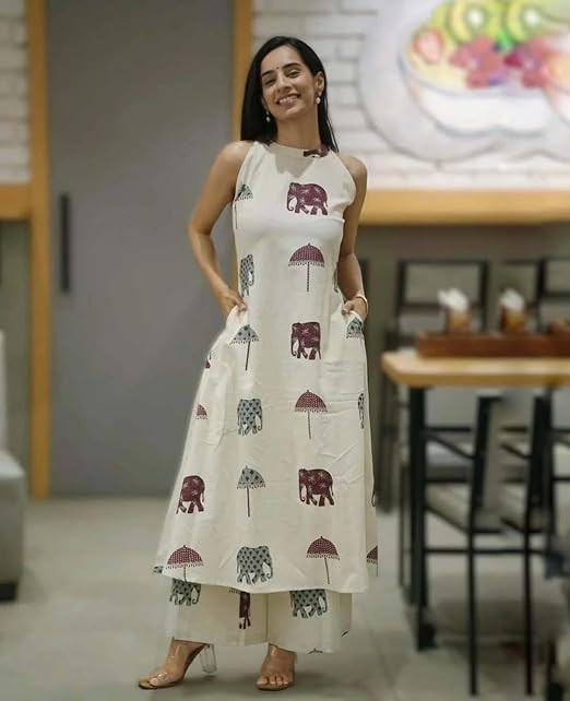 Women's Ethnic Co-Ord Set | Kurta Pant Set | Kurta Palazzo Set | Stylish Cotton Suit Set for Women, Festival Co-ord Set