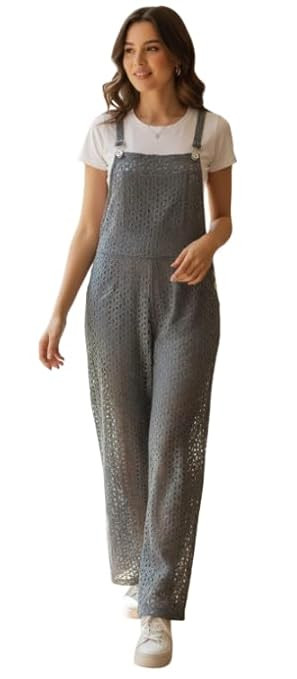Women's Square Neck Sleeveless Wide Leg Jumpsuit/Dungree with Pockets