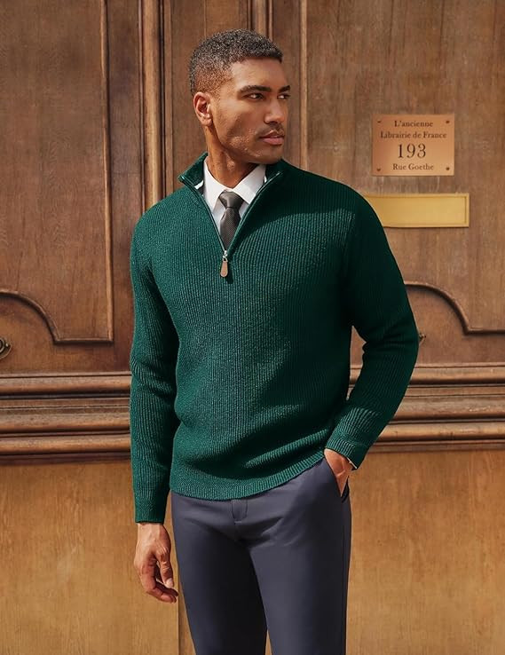 NORTHWIND Men High Neck Zipper Full Sleeve Cotton Knitted Winter Sweater for Man Pullover Sweater Sweaters for Men Winter