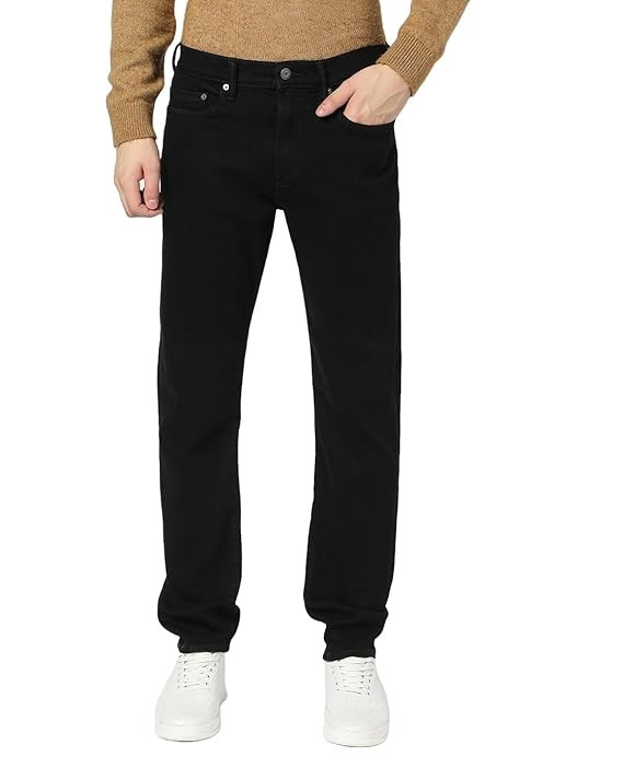 GAP Men’s Slim Fit Solid Mid Rise Heavily Washed Jeans